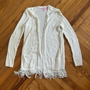 Lilly Pulitzer Cream Fringe Cardigan